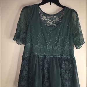 Teal Lace blouse